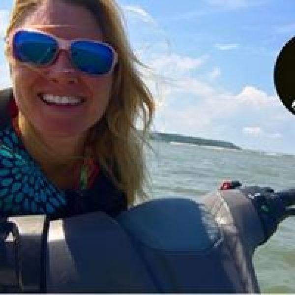 A woman on a jet ski