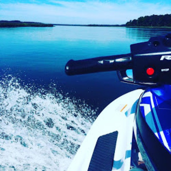 A jet ski on clear blue water